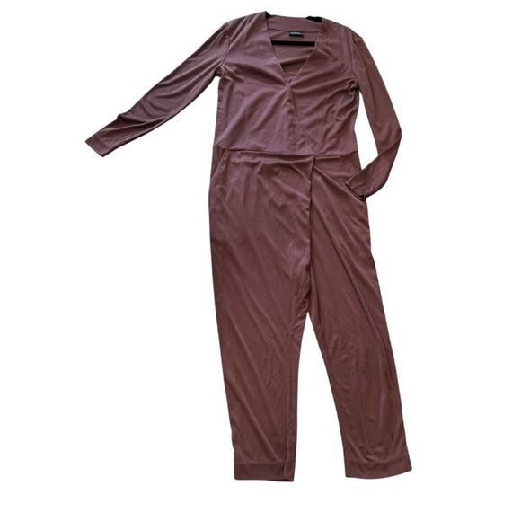 Revolve by Malene Birger Slinky Brown Wrap Front Jumpsuit (no button) - Picture 4 of 11